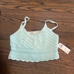 Aqua crochet crop top NWT